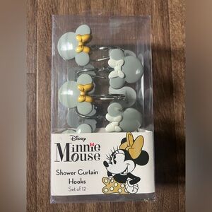 NIB Disney Minnie Mouse Shower Curtain Hooks Gray White Gold Set Of 12